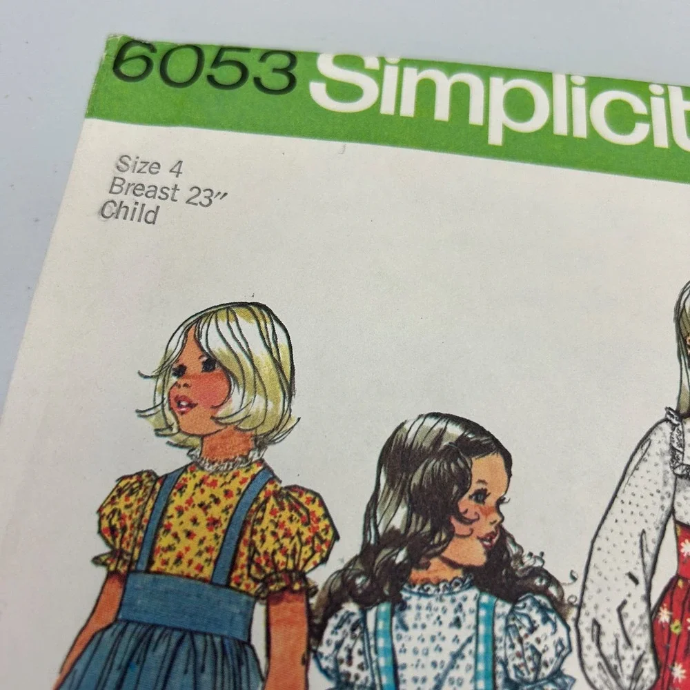 Simplicity Vintage 1970's Pattern #6053 Girls Dress 2 Lengths Size‎ 4